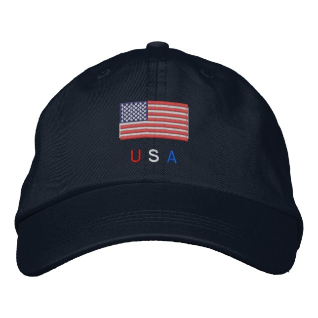 USA-Flagge Bestickte Kappe (Vorderseite)