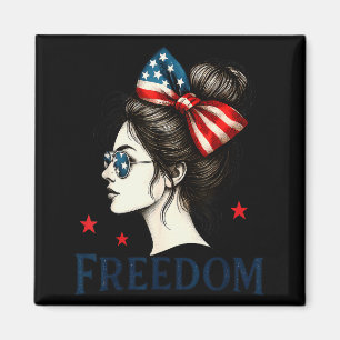 USA-Flagge Bogen Unordentlicher Dutt Mädchen Dom A Magnet