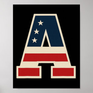 Usa-Flagge Buchstabe A Sterne Streifen passendes T Poster