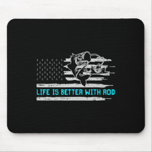 Usa-Flagge Das Leben ist besser mit Rute  Mousepad