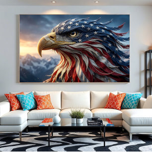 USA-Flagge-Design mit Weißkopfseeadler Poster
