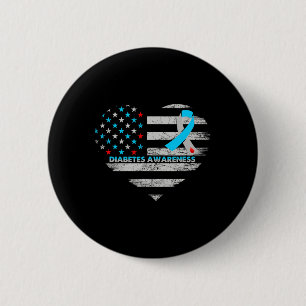 Usa-Flagge Diabetes-Bewusstsein Herz Familienunter Button