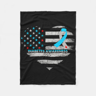 Usa-Flagge Diabetes-Bewusstsein Herz Familienunter Fleecedecke