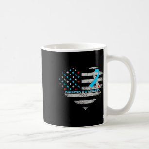 Usa-Flagge Diabetes-Bewusstsein Herz Familienunter Kaffeetasse