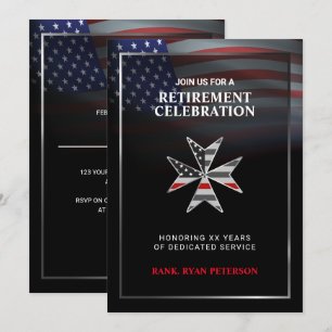 USA-Flagge   Dünne rote Linie Malteserkreuz   Schw Einladung