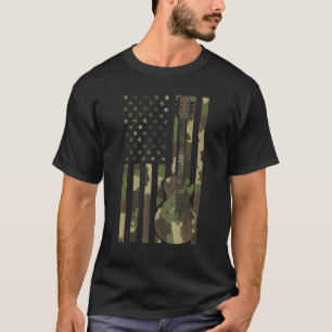 Usa-Flagge-E-Gitarre-Spieler Gitarrist Tarnung T-Shirt