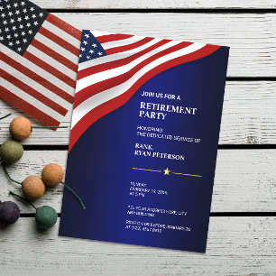 USA-Flagge Ecke Luxury Blue Einladung
