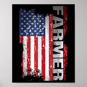 Usa-Flagge Farmer Für 4. Juli Poster