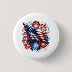 USA-Flagge Feuerwerk Patriotisch Button