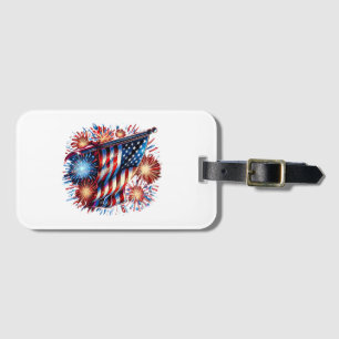 USA-Flagge Feuerwerk Patriotisch Gepäckanhänger