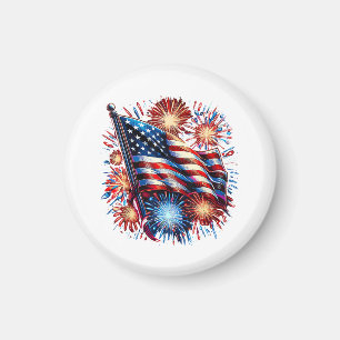 USA-Flagge Feuerwerk Patriotisch Magnet