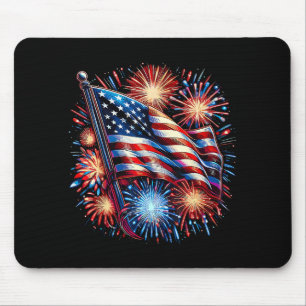 USA-Flagge Feuerwerk Patriotisch Mousepad