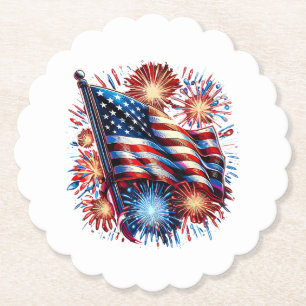 USA-Flagge Feuerwerk Patriotisch Untersetzer