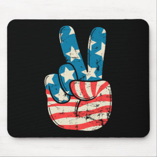 Usa-Flagge Friedenszeichen Hand 4. Juli Patriotisc Mousepad
