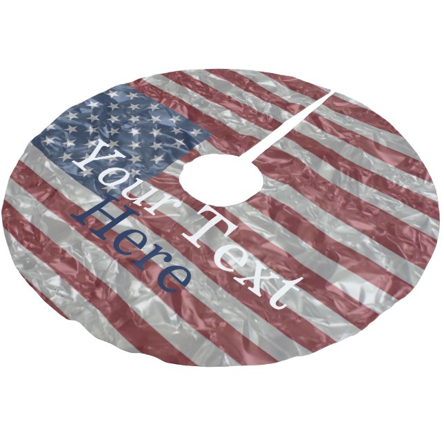 USA-Flagge - gepinkelt Polyester Weihnachtsbaumdecke (Schrägansicht)