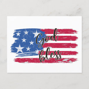 USA-Flagge Gott segne Amerika Patriotisch Postkarte