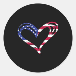 Usa-Flagge Herz Amerikanisch Patriotische Streitkr Runder Aufkleber