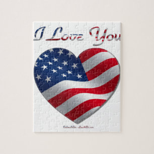 USA-Flagge Herz Ich liebe dich