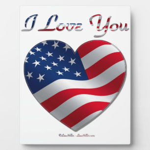 USA-Flagge Herz Ich liebe dich Fotoplatte