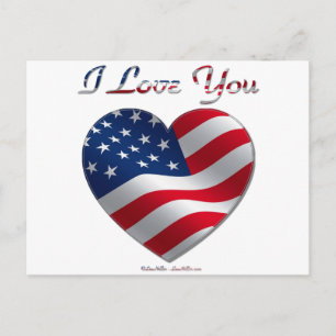 USA-Flagge Herz Ich liebe dich Postkarte