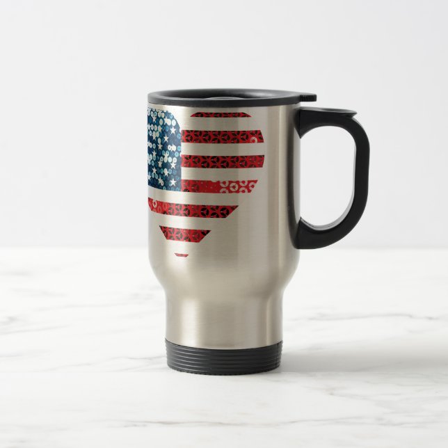 USA-Flagge Herz Reisebecher (Rechts)