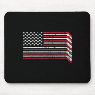 USA-Flagge Hockeyschläger Amerikanischer Stolz 4. Mousepad