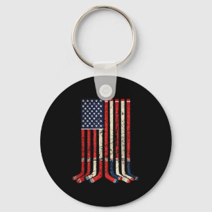 USA-Flagge Hockeyschläger patriotischer Eishockeys Schlüsselanhänger