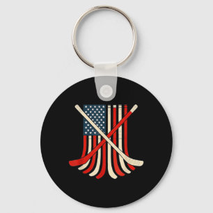 USA-Flagge Hockeyschläger Patriotischer Eishockeys Schlüsselanhänger