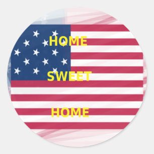 USA-Flagge "Home Sweet Home" Kunstdruck Runder Aufkleber