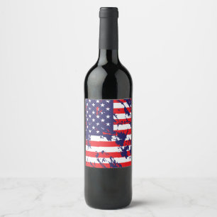 USA-Flagge in einem dISTRESSED-ATTERN Weinetikett