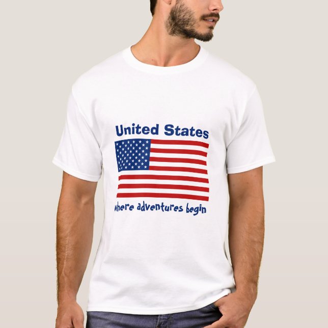 USA-Flagge + Karte + Text-T - Shirt (Vorderseite)