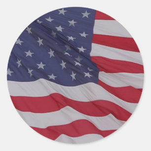 USA-Flagge - mag sie lang wellenartig bewegen Runder Aufkleber