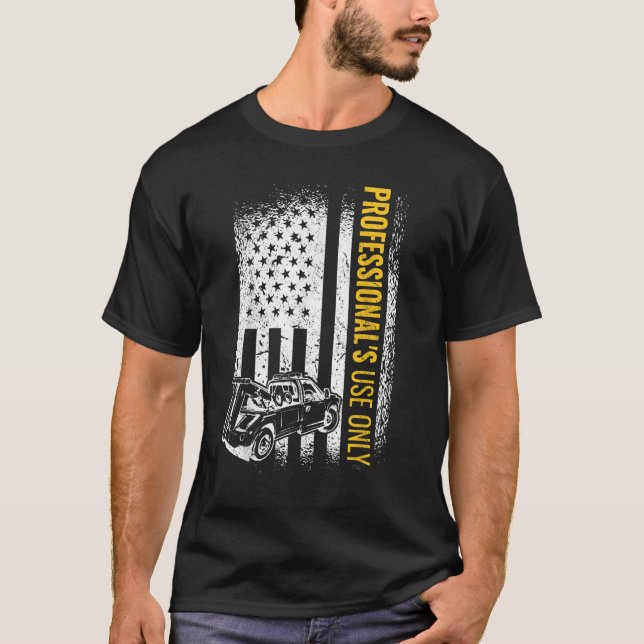 USA-Flagge Männer Abschleppwagenbediener 4. Juli A T-Shirt (Vorderseite)