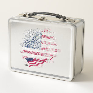 USA-Flagge Metall-Lunchbox Metall Brotdose