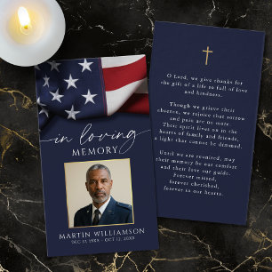 USA-Flagge Militärfoto Kreuz Trauer Gebetskarte