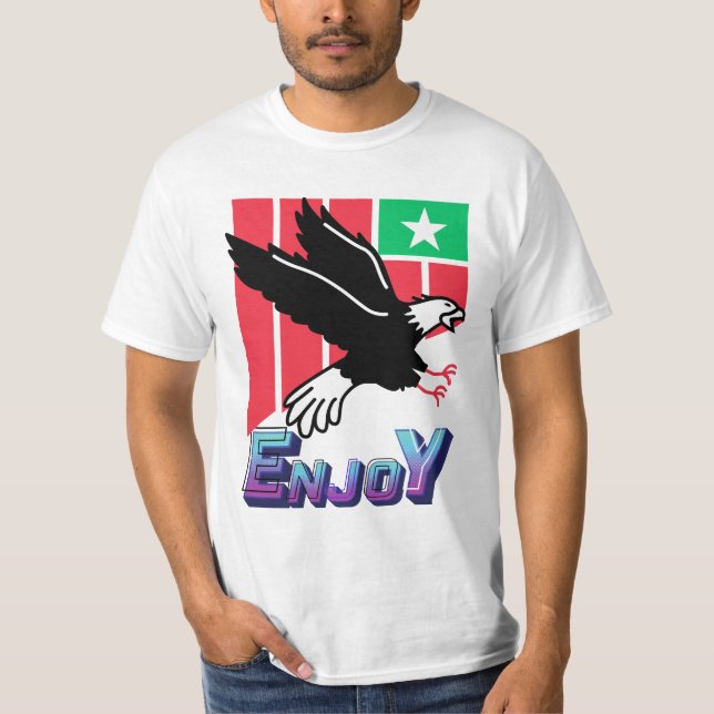 USA-Flagge mit Adler T-Shirt (Vorderseite)