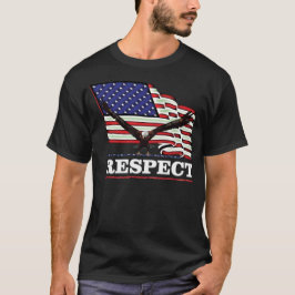 USA-Flagge mit Adler über Respekt als weiß T-Shirt