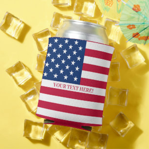 USA-Flagge mit individuellem Text Dosenkühler