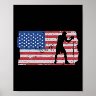 Usa-Flagge Mma Fighter Kickboxen Kampfsport Boxen  Poster