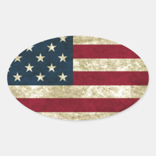 USA-Flagge Ovaler Aufkleber