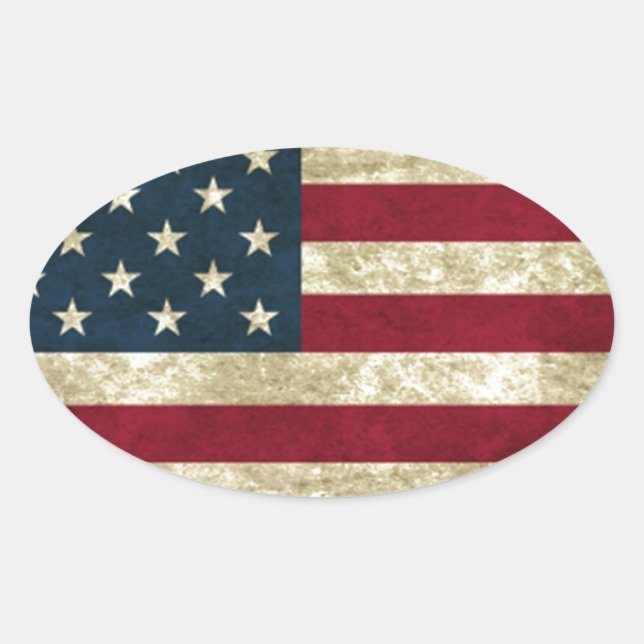 USA-Flagge Ovaler Aufkleber (Vorderseite)