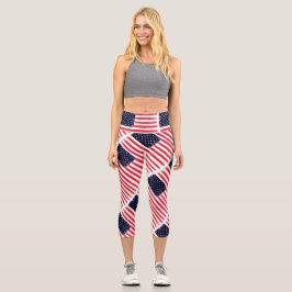 USA Flagge Patrioamerikanisches Flaggen Red White Capri Leggings