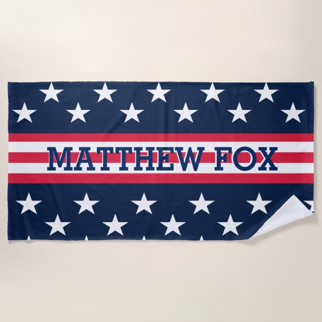 USA-Flagge 🇺🇸 Patriotische Sterne & Streifen Strandtuch (Vorderseite)