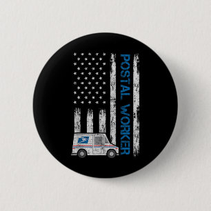 USA-Flagge Patriotischer Postmitarbeiter Briefträg Button