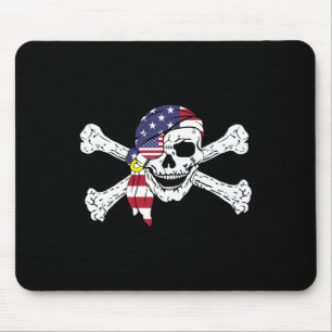 USA-Flagge Patriotischer Totenkopf Und Kreuzpirat  Mousepad