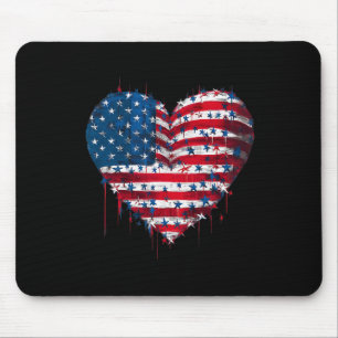 Usa-Flagge Patriotisches Amerikanisches Herz Strei Mousepad