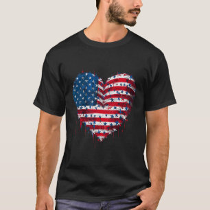 USA-Flagge Patriotisches Amerikanisches Herz Strei T-Shirt