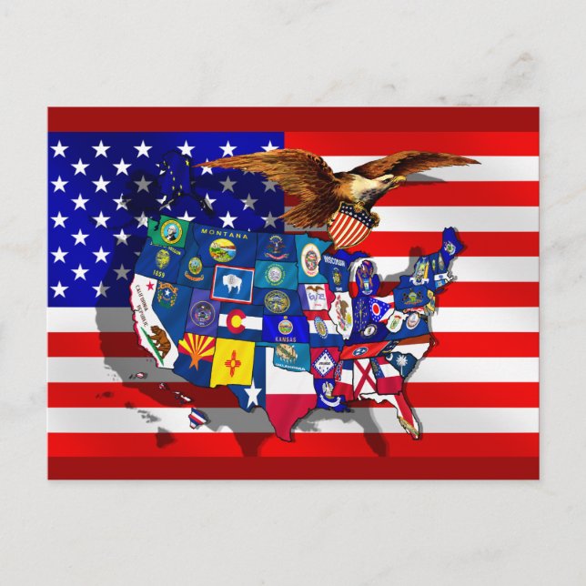 USA - Flagge Postkarte (Vorderseite)