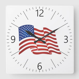 USA-Flagge Quadratische Wanduhr