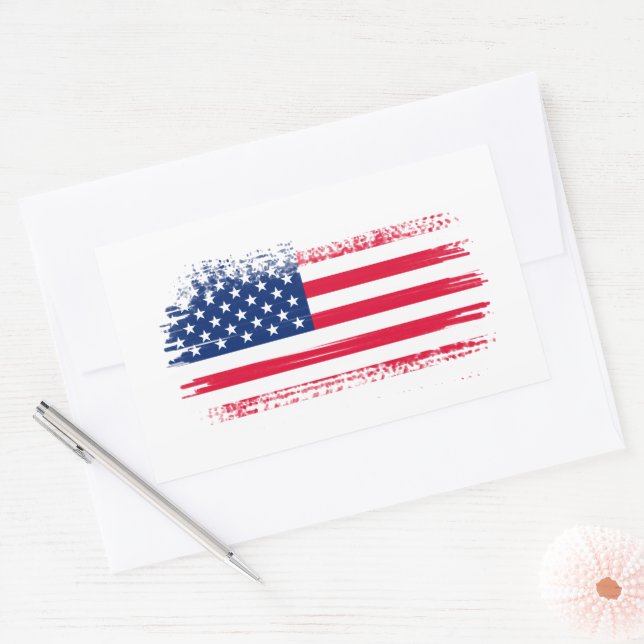 USA-Flagge Rechteckiger Aufkleber (Umschlag)